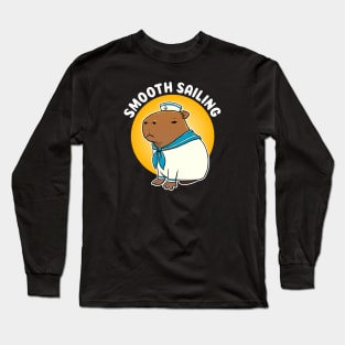 Smooth Sailing Cartoon Capybara Sailor Long Sleeve T-Shirt
